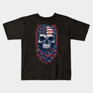 Patriotic Spirit - USA Flag Skull Kids T-Shirt